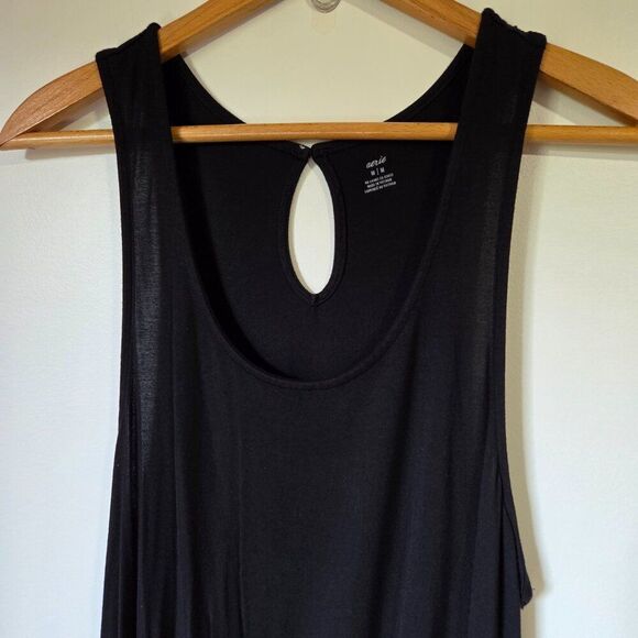 EUC WORN ONCE AERIE BLACK SCOOP NECK SLEEVELESS ROMPER SIZE M - Picture 10 of 16